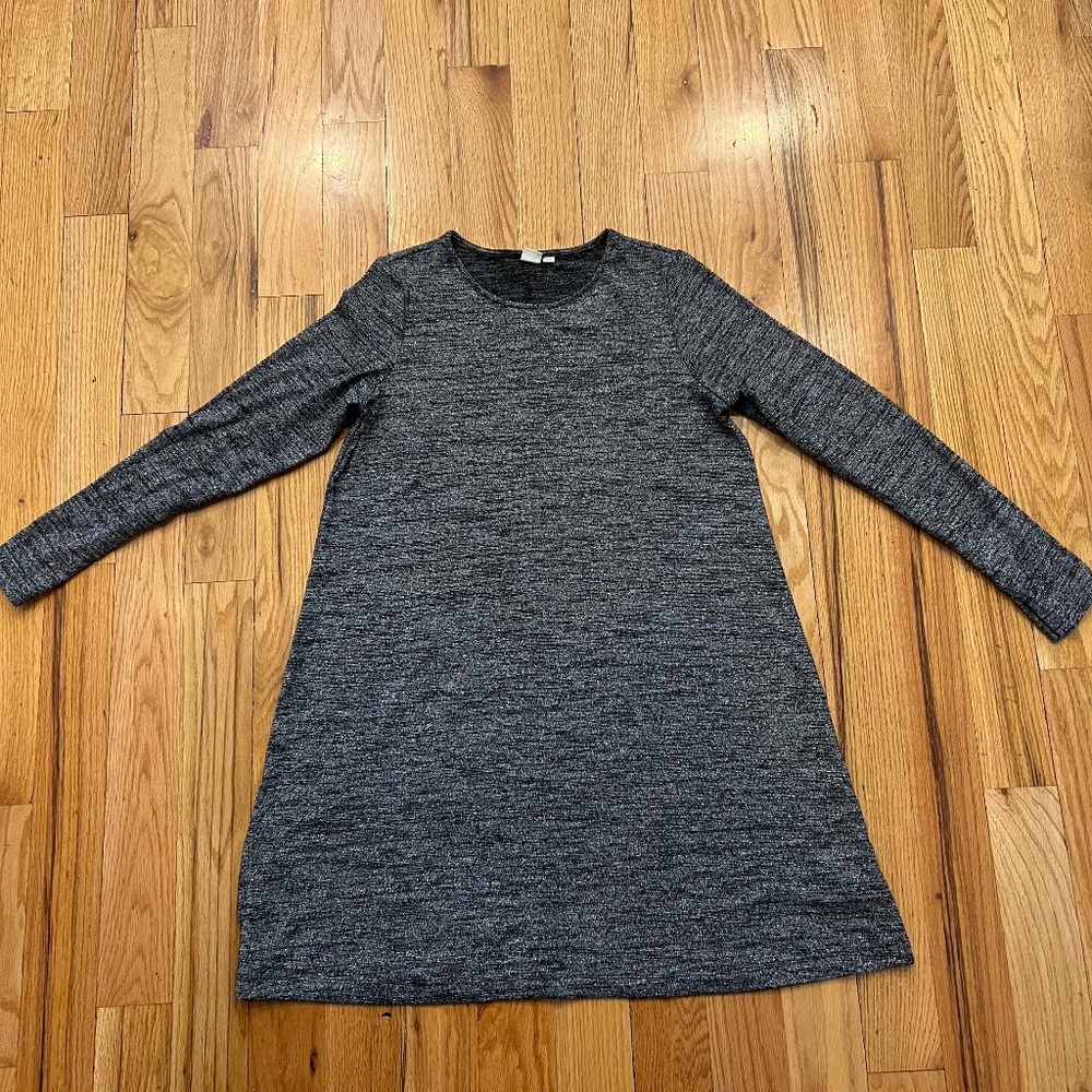 GAP Black Shimmer Knit  Long Sleeve Little Black Sweater Dress Large